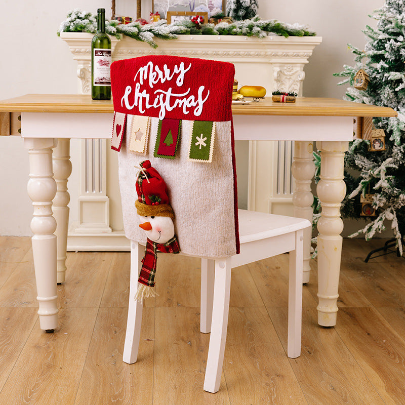 Christmas Chair Covers With 3D Snowman & Reindeer Decor