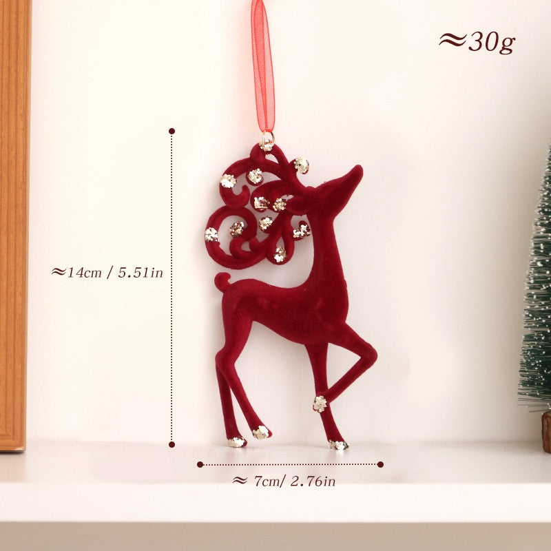 Velvet Red Christmas Ornaments With Sparkling Details