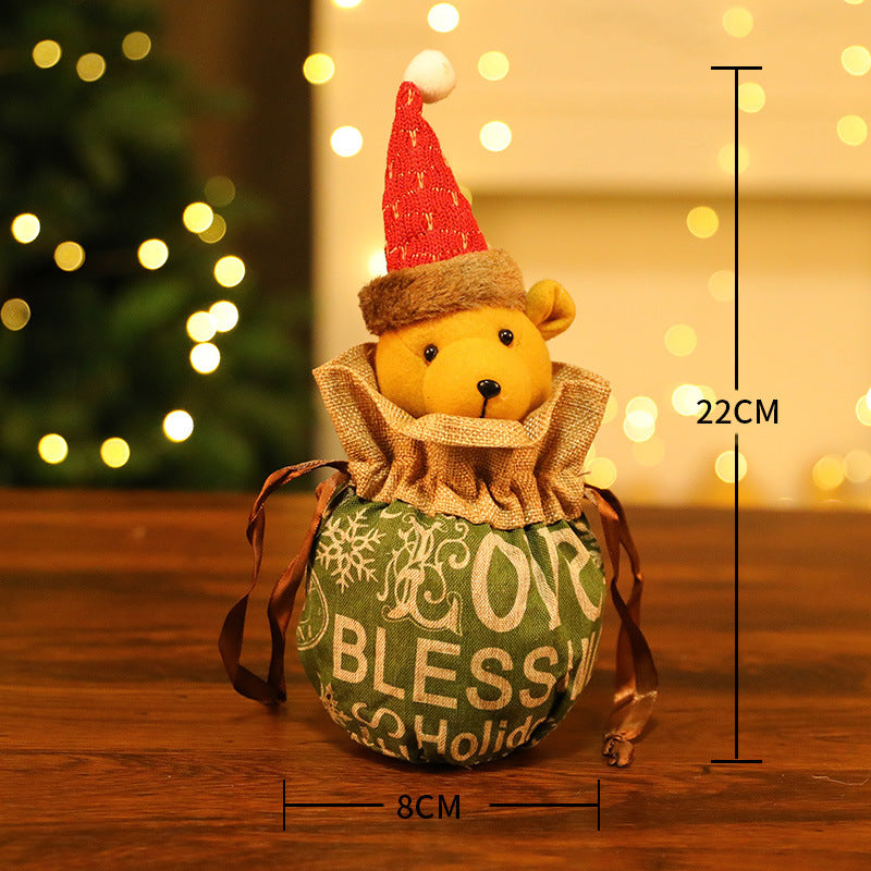 Christmas Gift Bags With Plush Snowman & Santa Decor