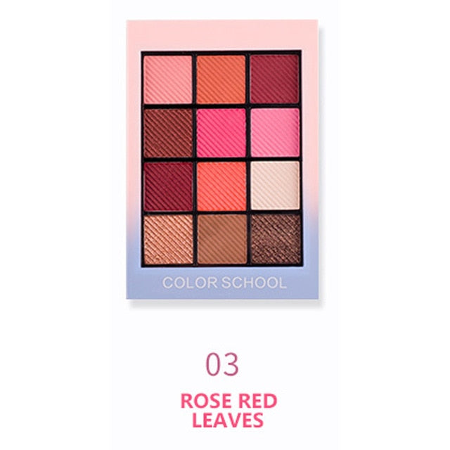 12-Shade Warm Eyeshadow Palette, Matte & Glitter Nudes