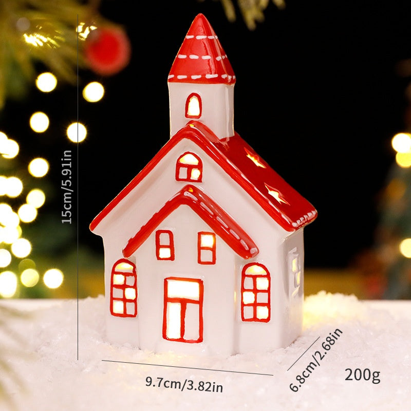 Nordic Ceramic Mini House With Warm Christmas LED Glow