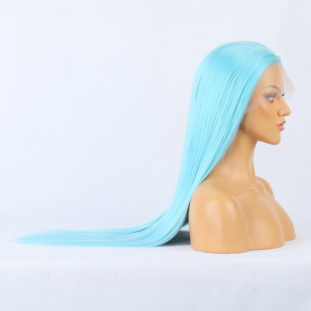 Blue Lace Front Wig – Long Aqua Straight Statement Hair