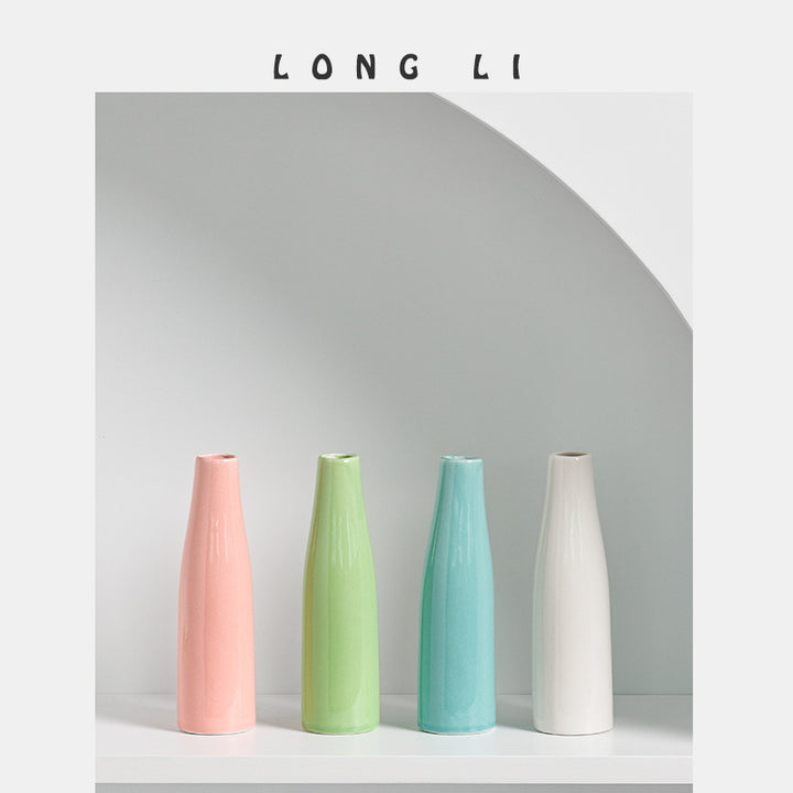 Pastel Ceramic Desk Vase for Single Stems and Shelves