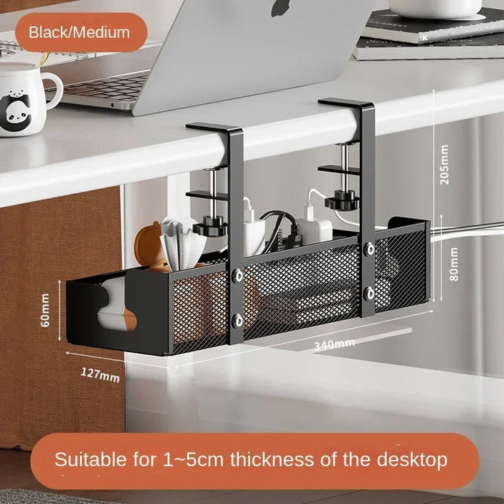 No-Drill Under-Desk Cord Rack for Clear Desk Cables