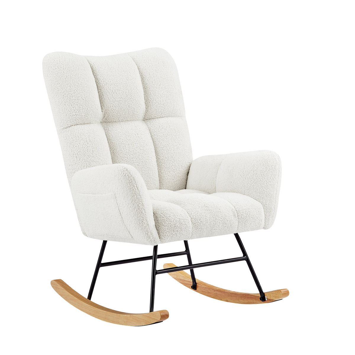Off-White Teddy Boucle Rocking Chair for Nursery Comfort
