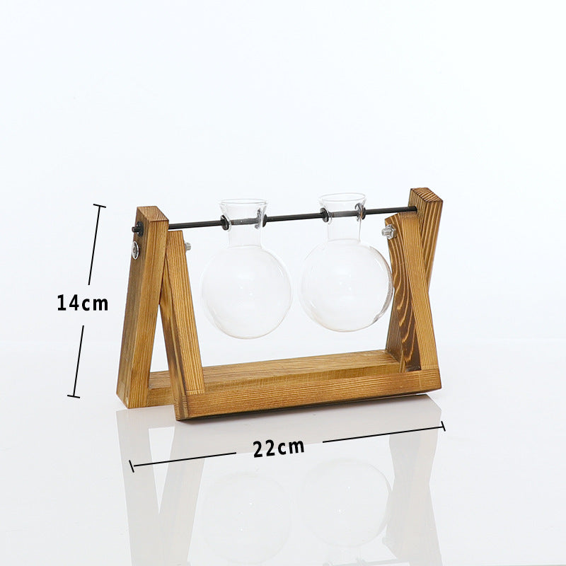 Wooden Desktop Propagation Vase with Glass Bulbs Set