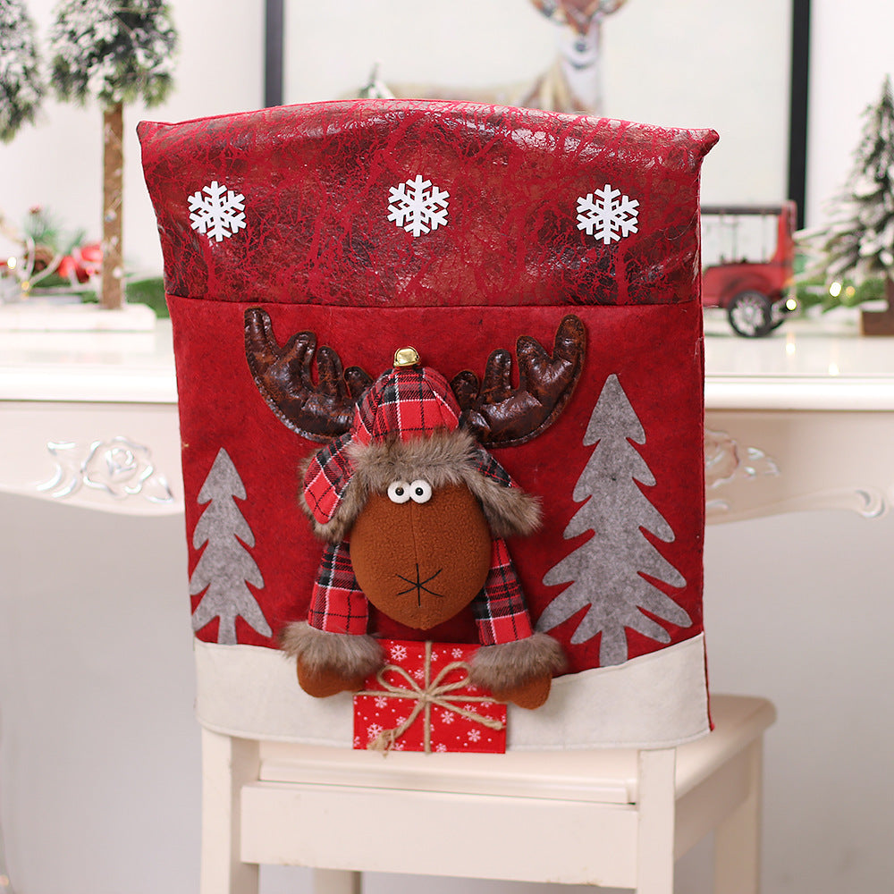 Christmas Chair Covers With 3D Holiday Character Set