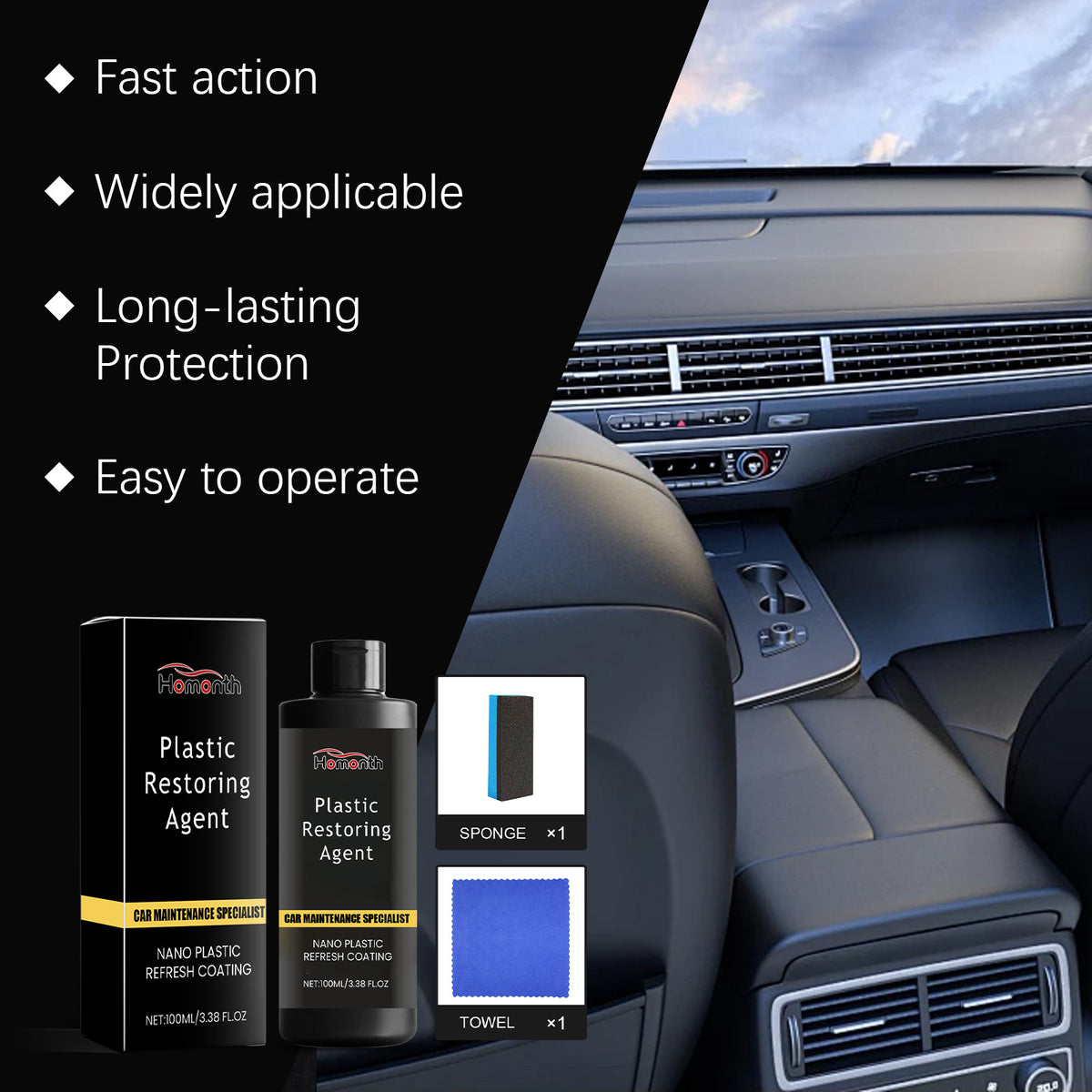 Automotive Plastic Restorer for Faded Trim Protection