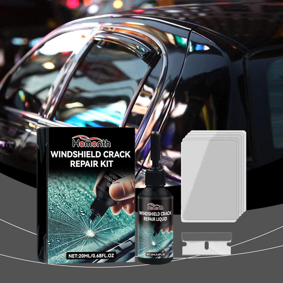 Windshield Crack Repair Kit for Smoother, Clearer Glass