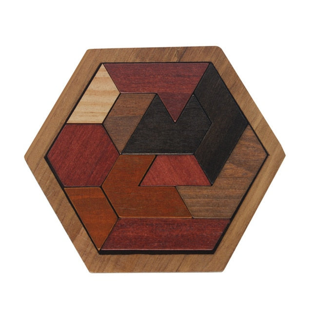 Geometric Wooden Puzzle Board for Screen-Free Play