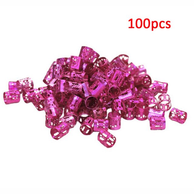 Hair Braid Cuffs: 100 Colorful Adjustable Rings Set