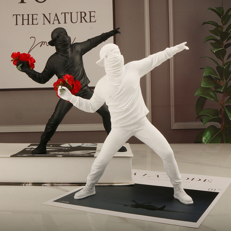 Flower Throwing Figure Sculpture – Bold Street Art Decor