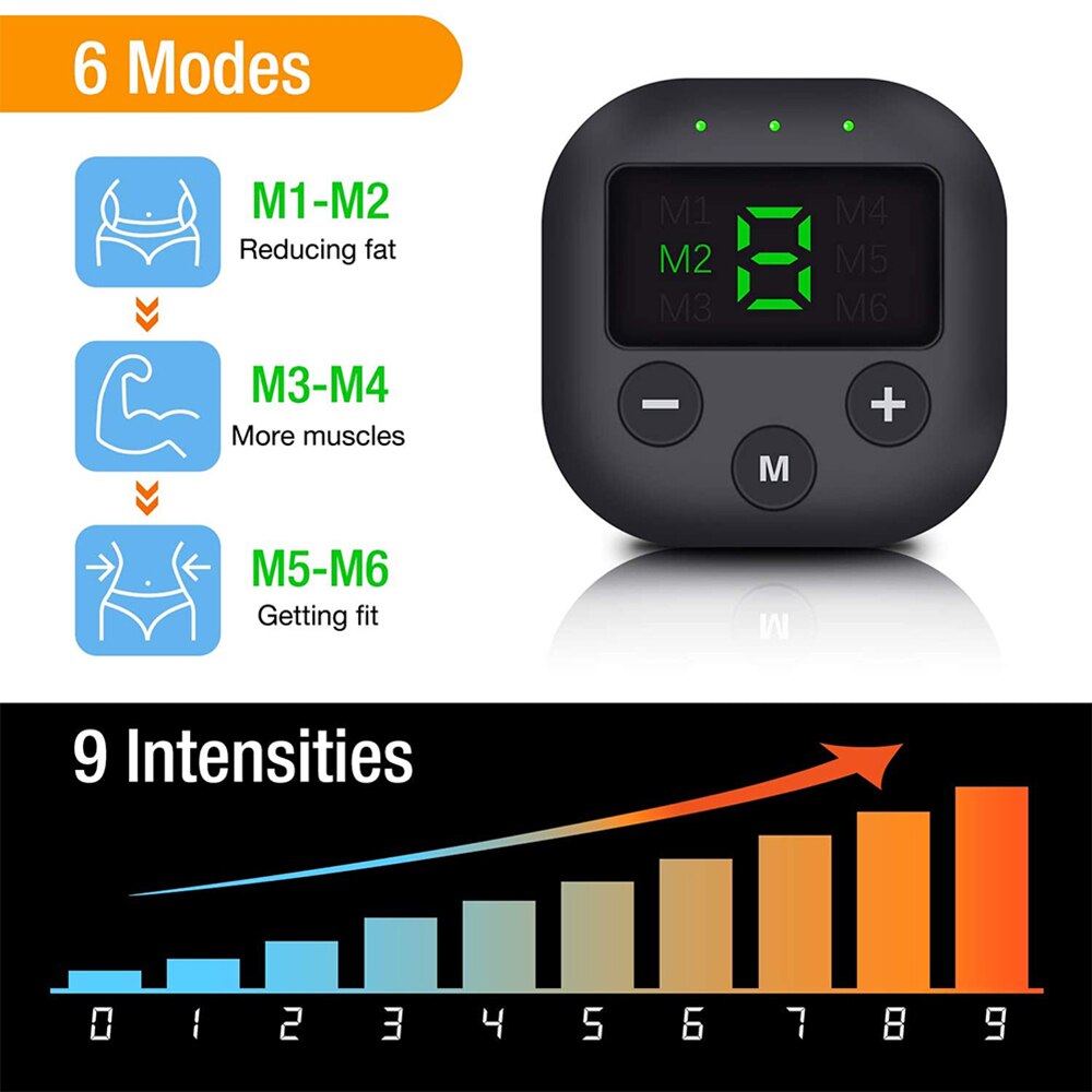 EMS Muscle Stimulator with LED Display USB Rechargeable Abdo