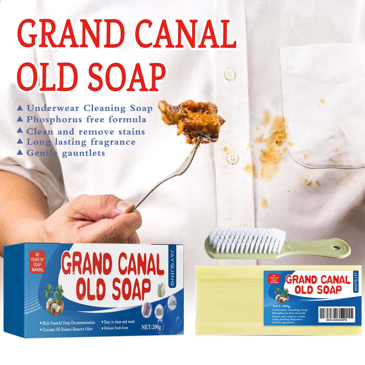 Laundry Soap Bar for Deep-Cleaning Stain Removal