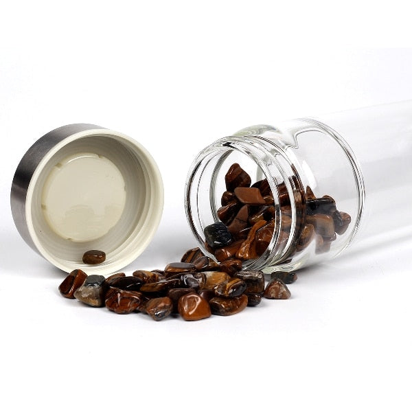 Gemstone Water Bottle With Natural Quartz Display Decor