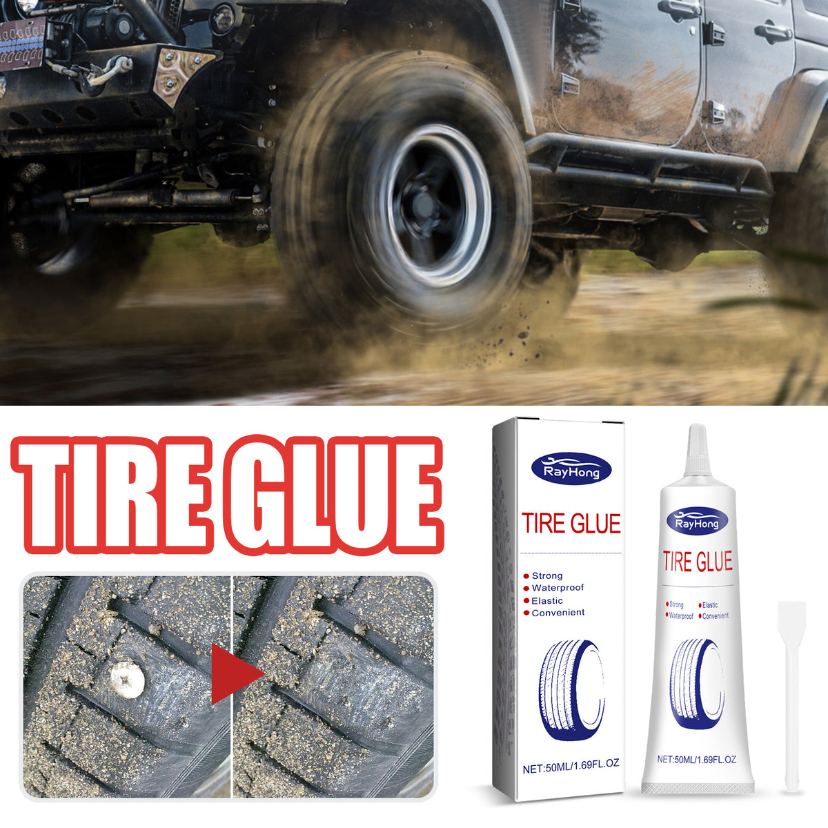 Tire Repair Glue 50ml | Waterproof Rubber Repair