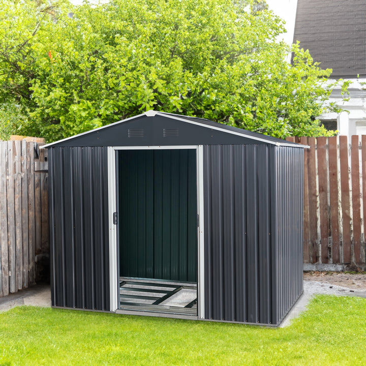 8x6 Outdoor Metal Storage Shed, Waterproof with Floor Base