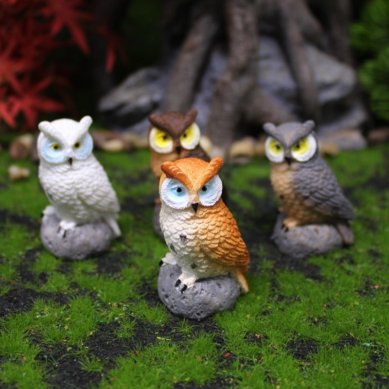 Resin Owl Figurines for Fairy Gardens & Moss Scenes