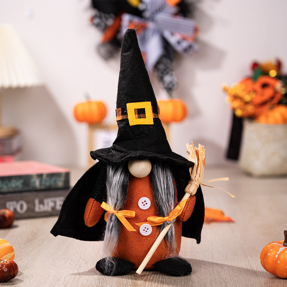 Halloween Gnome Decorations With Pumpkin Witch Charm
