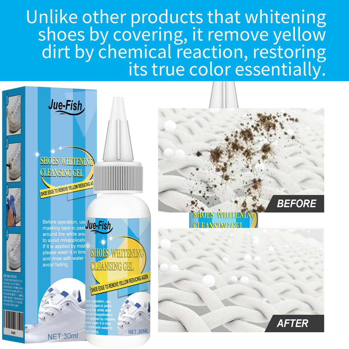 White Shoe Cleaner Gel – Restore Bright White & Remove