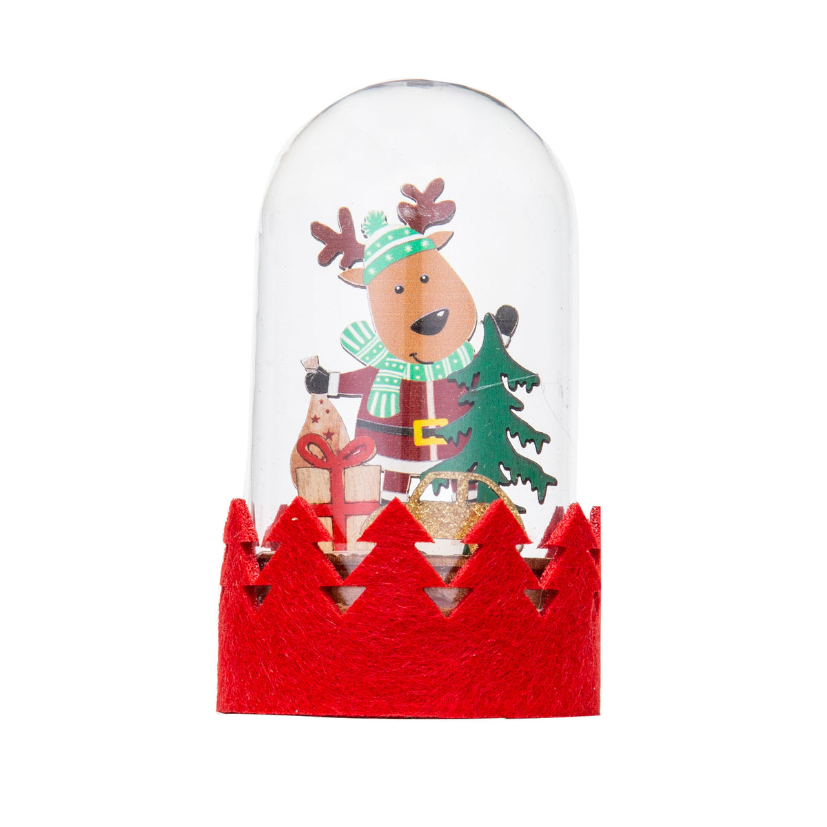 LED Wooden Santa Figurine Dome — Christmas Window Decor
