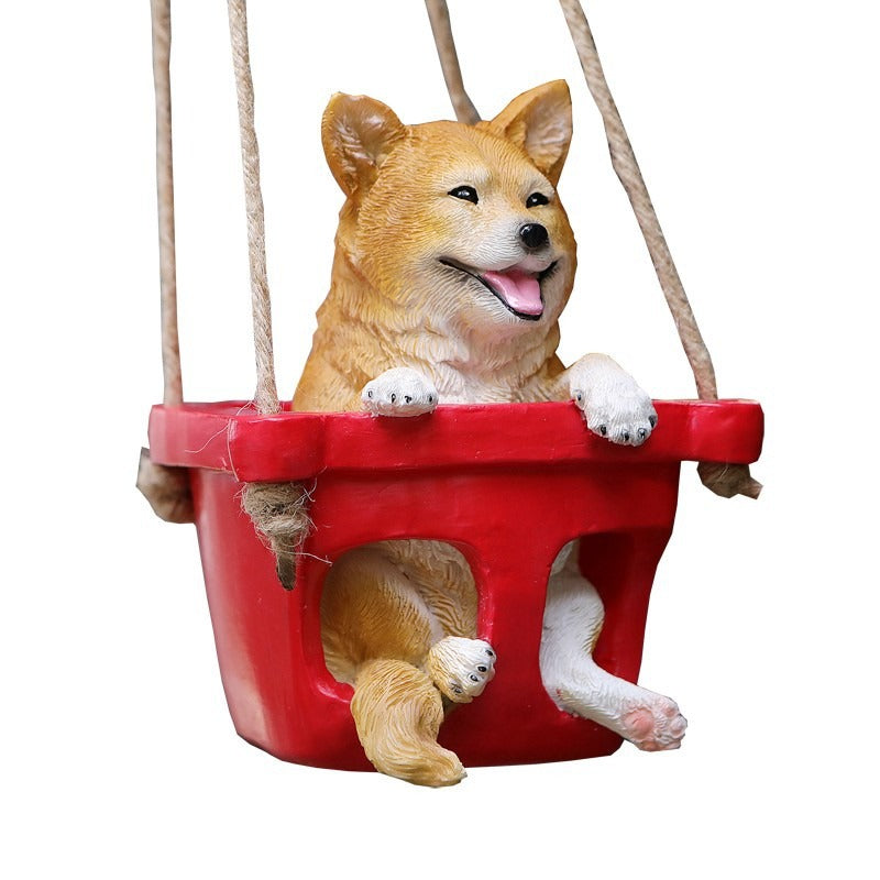 Puppy on a Swing Garden Pendant for Patios & Courtyards