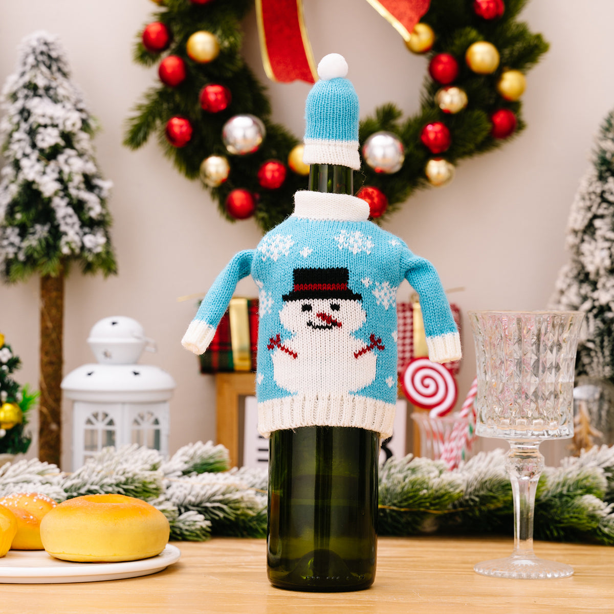 Christmas Wine Bottle Cover for Festive Table Decor