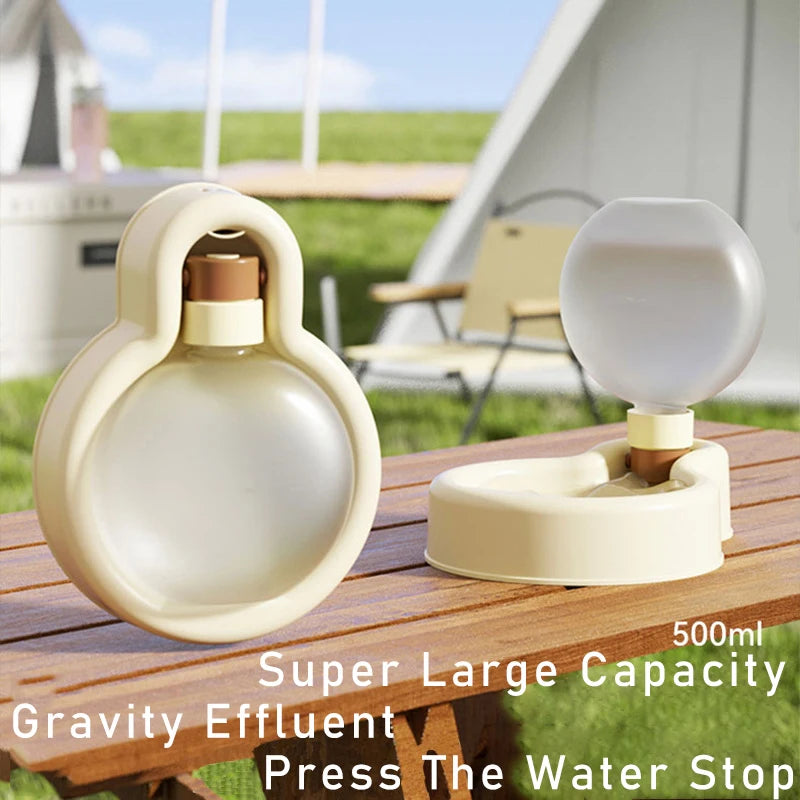 Portable Pet Water Bottle with Foldable Bowl, 500ml