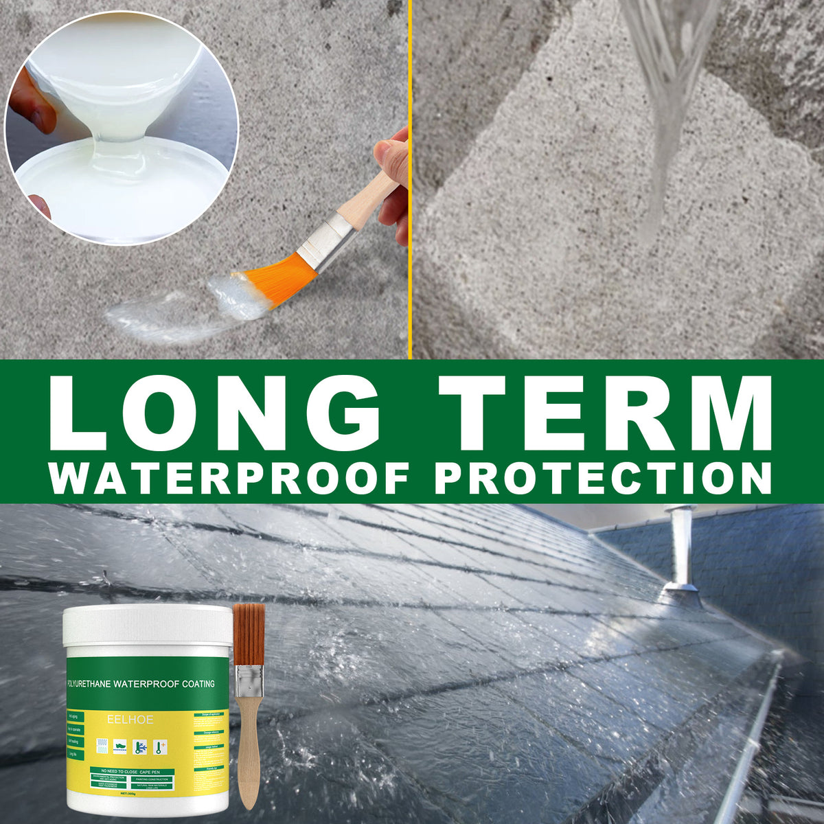 Floor Leak Waterproof Coating with Brush, 300g Tub