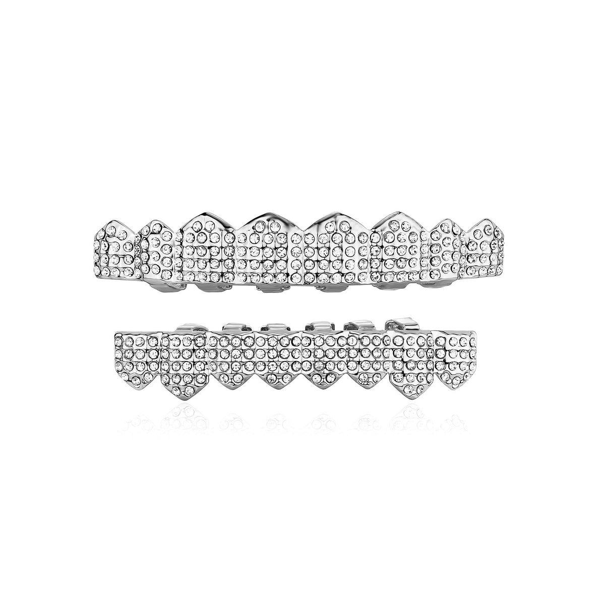 Gold Tooth Grillz Set — Full Iced-Out 8-Tooth Rhinestone