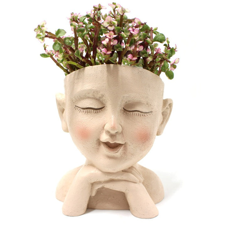Resin Face Planter Pot for Succulents and Desk Decor