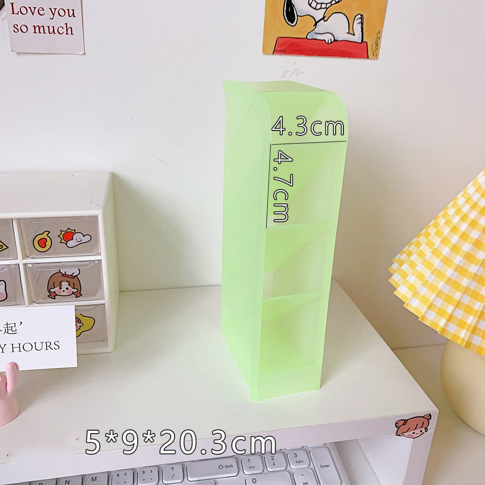 Four-Grid Slanted Desk Organizer for Pens and Brushes