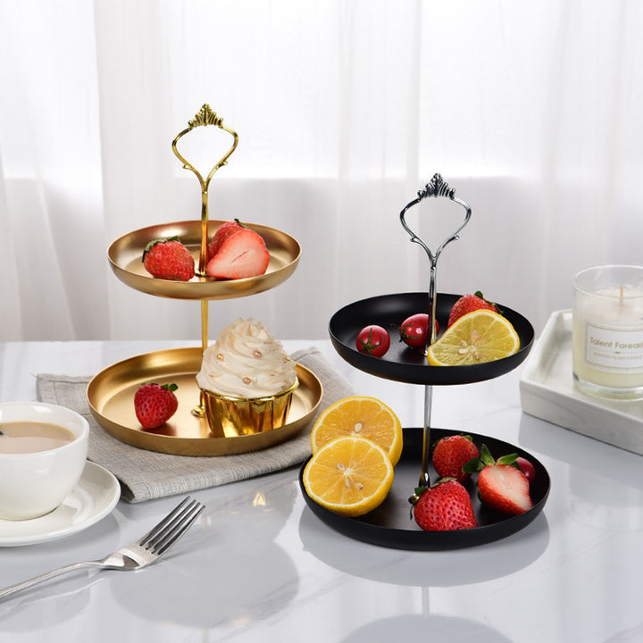 Two-Tier Gold Dessert Stand for Afternoon Tea