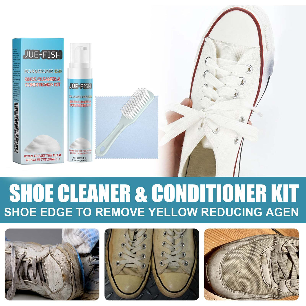 Shoe Cleaner Kit for White Leather & Rubber Shoe Care