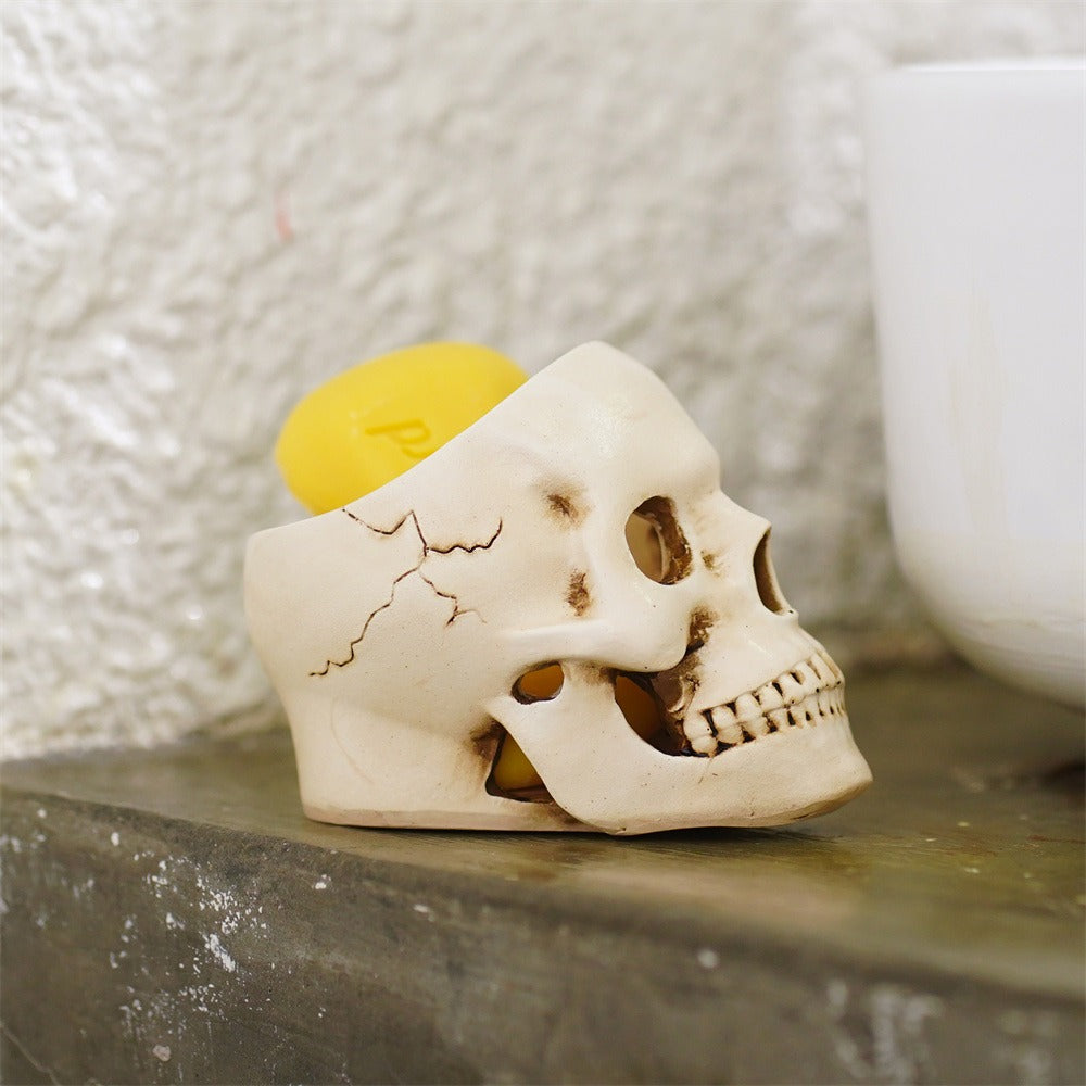 Gothic Skull Desk Organizer Pen Holder for Messy Desks