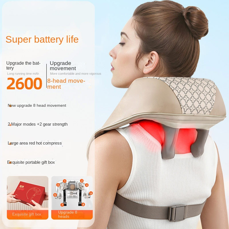 Cordless Neck Massager with Heat and Kneading Nodes
