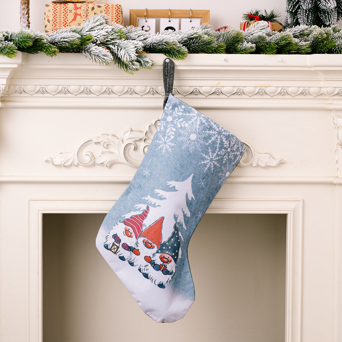 Christmas Stocking Set With Cheerful Gnome Designs