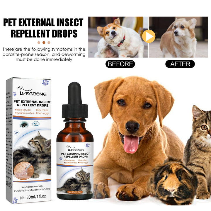 Pet Flea And Tick Drops For Cats & Dogs, 30ml Bottle