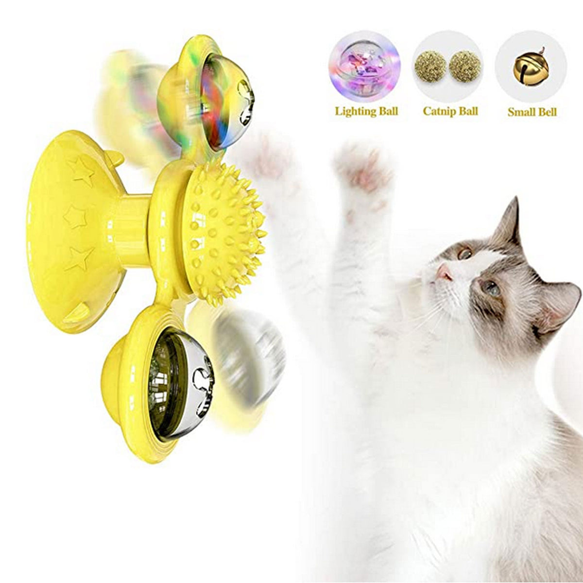 Interactive Cat Toy with Dental Massage, Light & Catnip