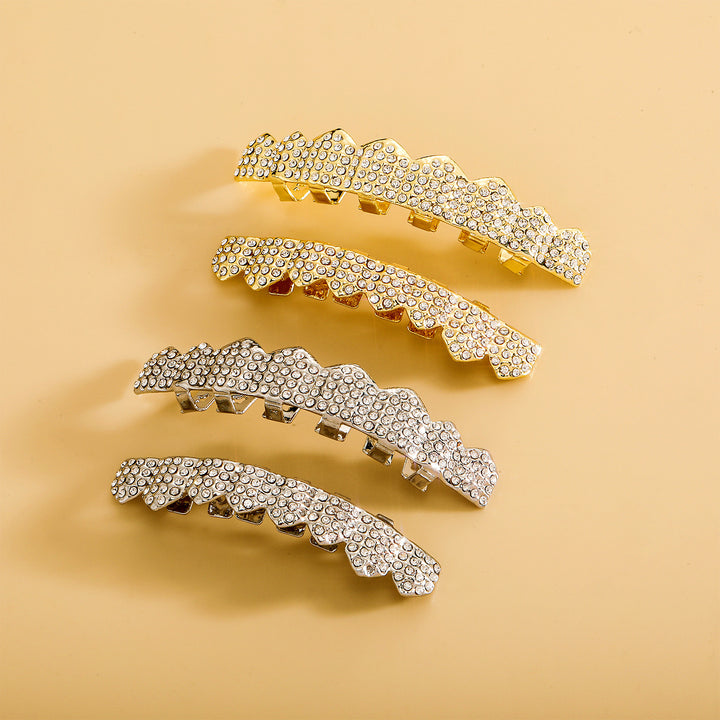 Gold Tooth Grillz Set — Full Iced-Out 8-Tooth Rhinestone