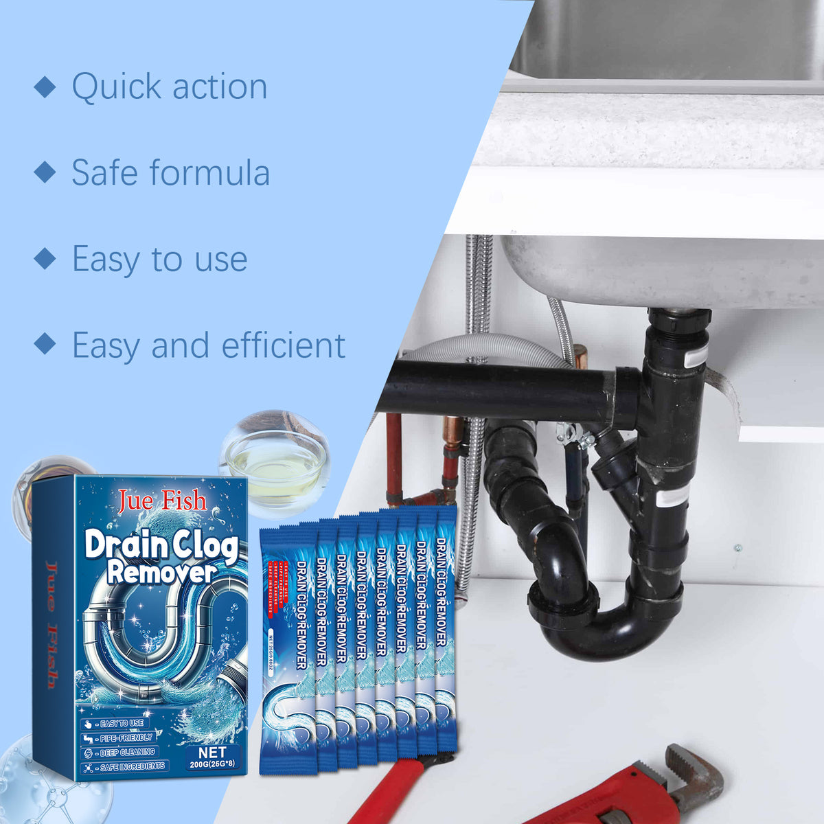 Drain Cleaning Powder for Quick Clog Relief at Home