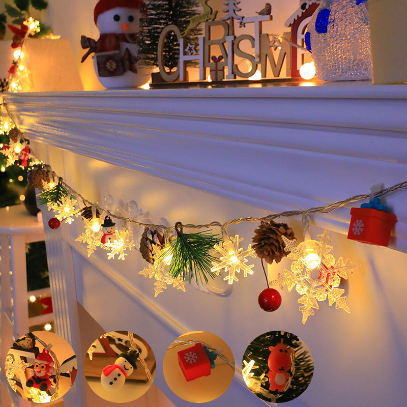 Christmas Snowflake Pinecone String Lights for Stairs