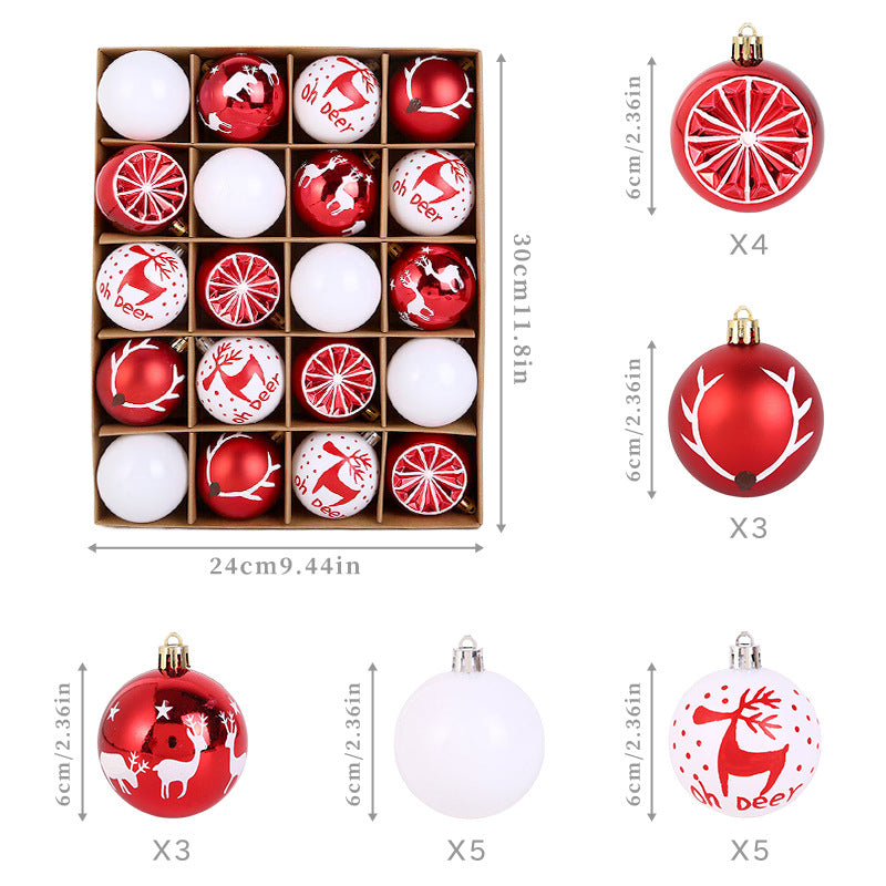 20-Piece Christmas Ball Ornament Set, 6cm Shatterproof
