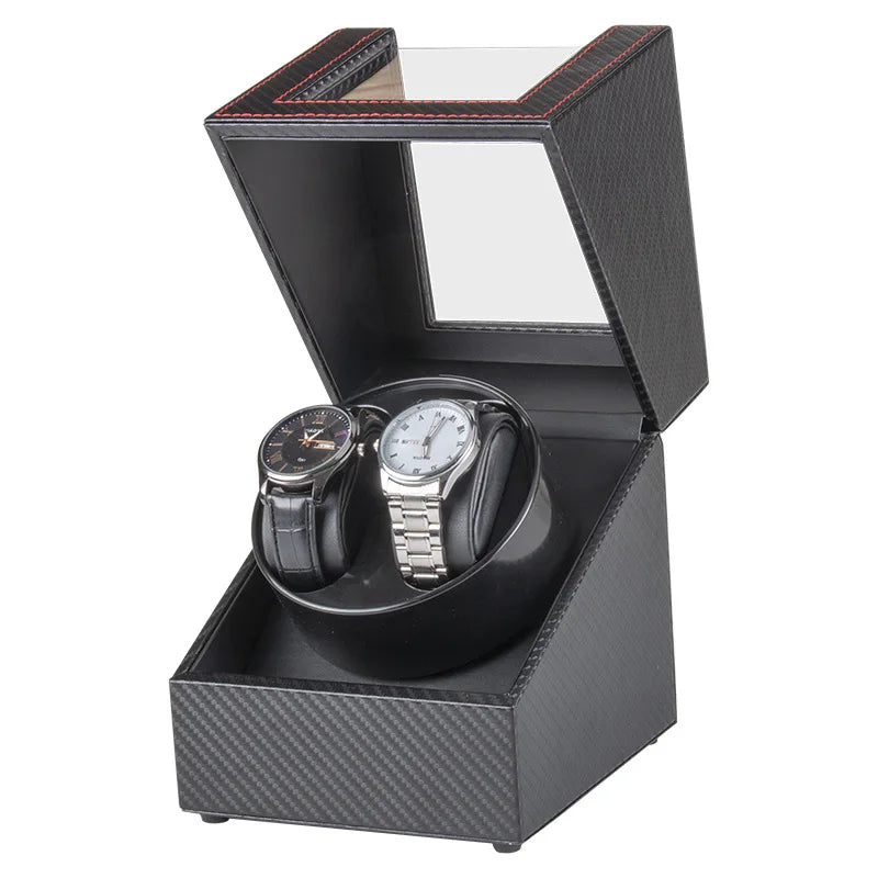 Quiet Automatic Watch Winder with Carbon Fiber Box