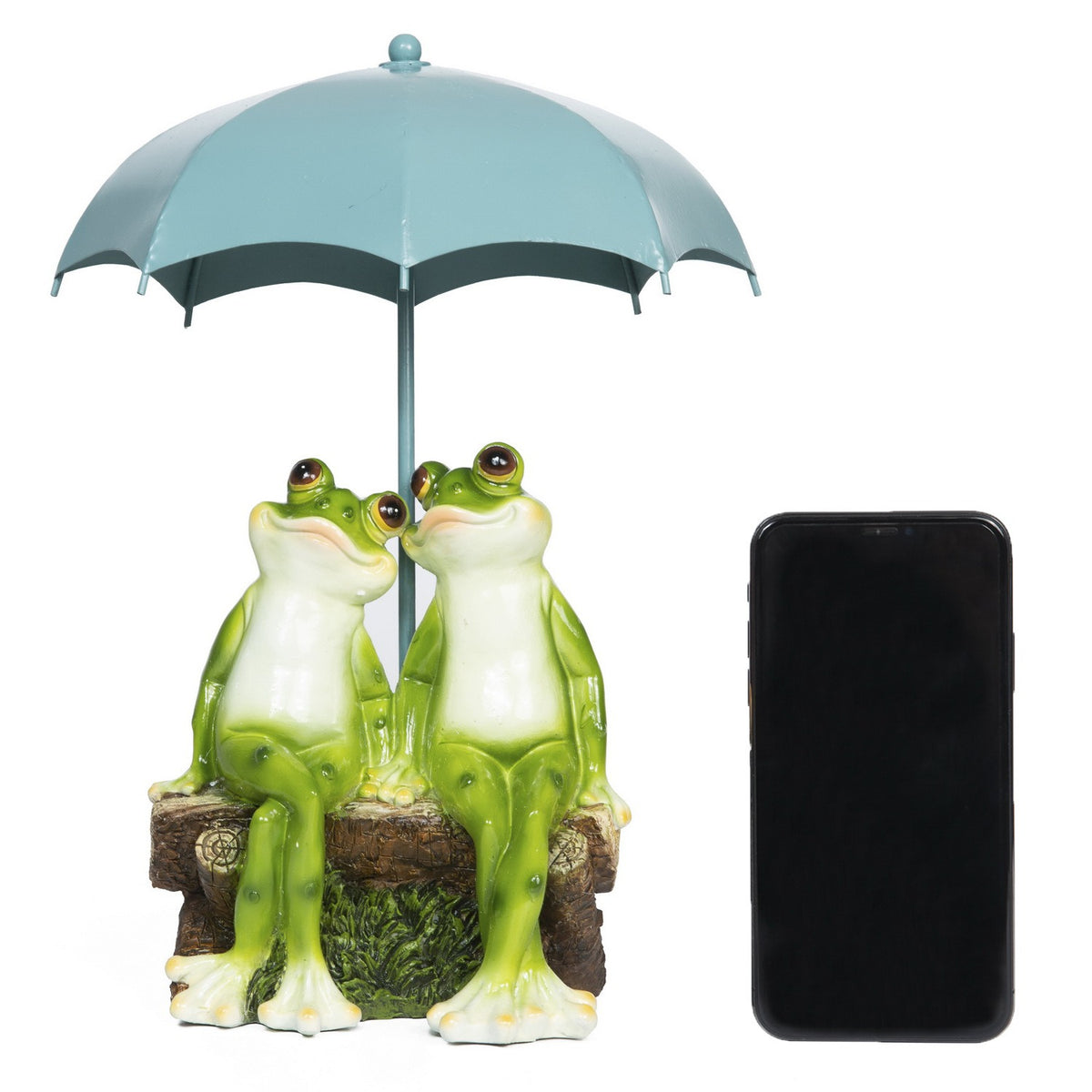 Garden Frog Statue Set with Umbrella for Balconies