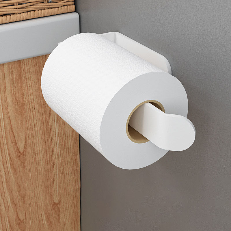 Wall-Mounted Cling Film Holder, Punch-Free Black Aluminum