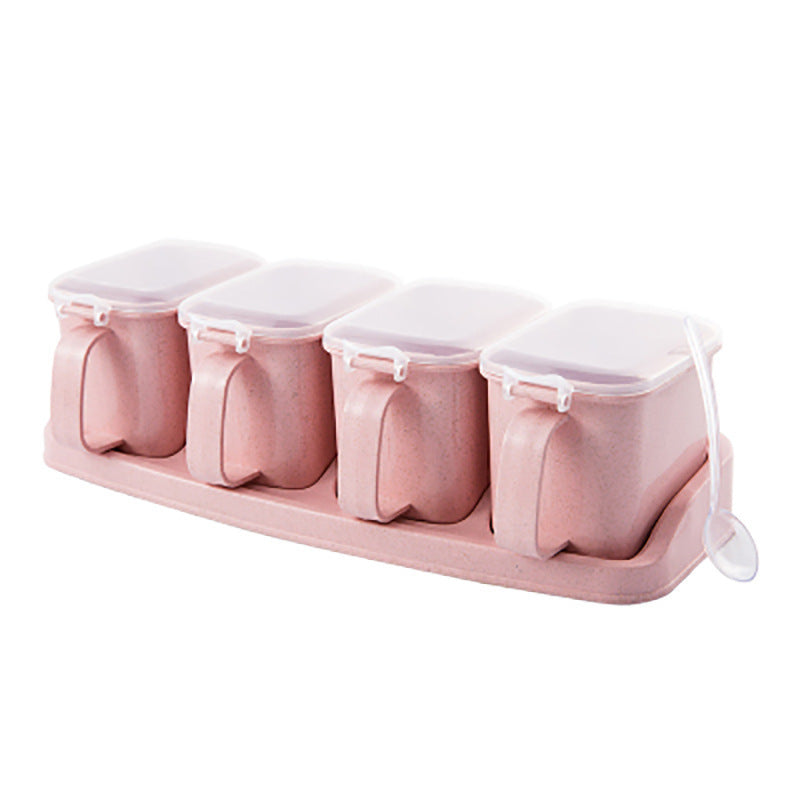 Kitchen Seasoning Box Set: Clear Lids, Tray & Spoons