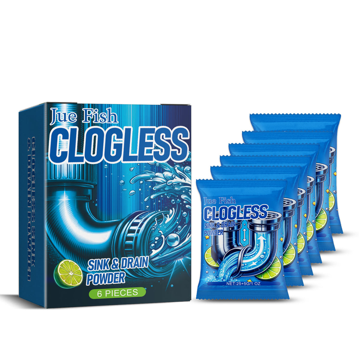 Drain Cleaning Powder Sachets for Clogged Sinks & Pipes