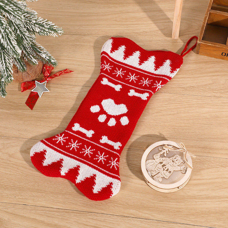 Christmas Bone Stocking Treat Gift Bag for Pet Gifts