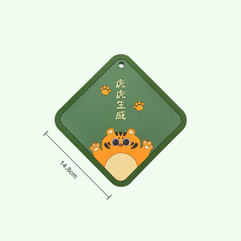 Heat Insulation Table Mat, Cute Tiger Silicone Coaster